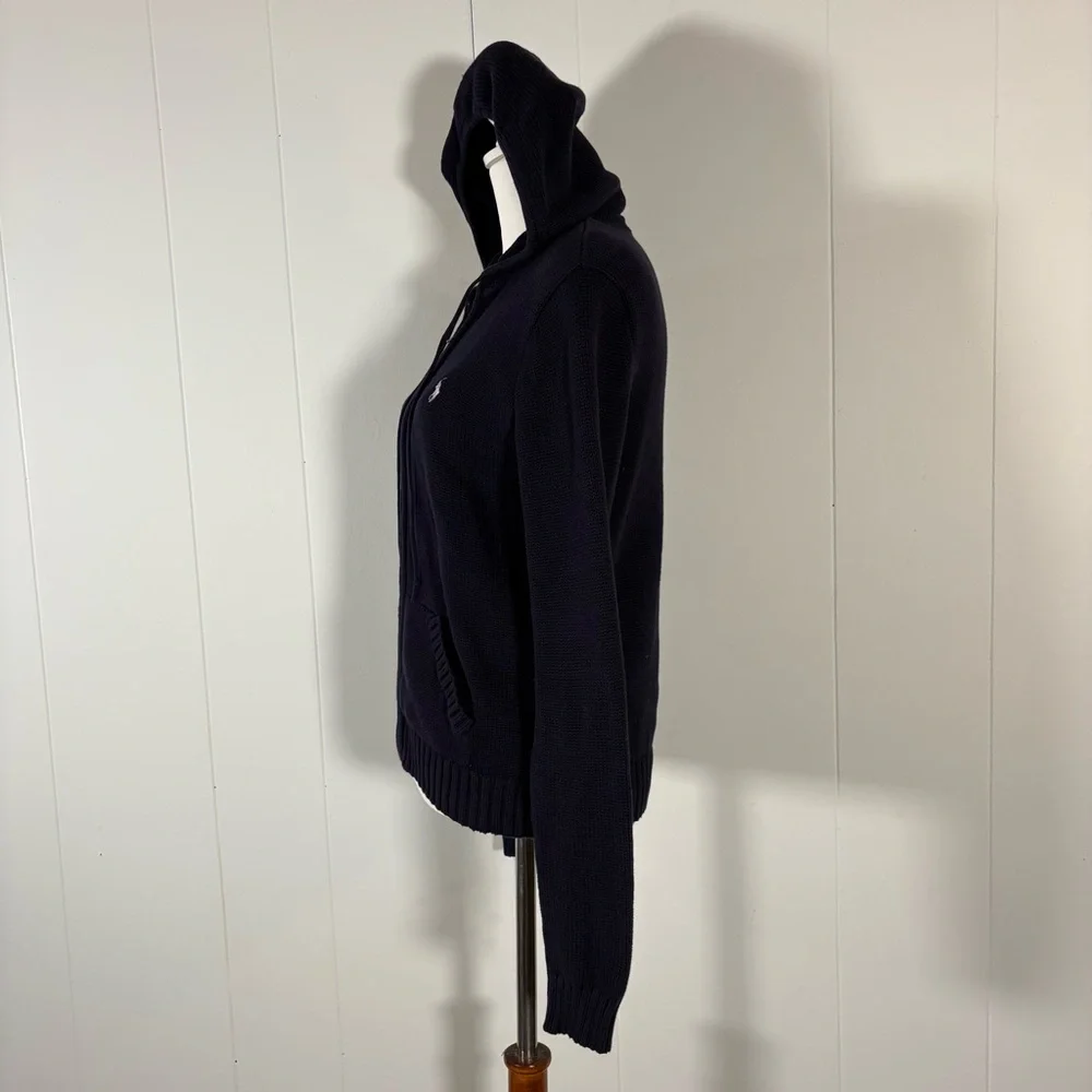 Ralph Lauren Blue Label Sweater Women’s L Hood Cotton Preppy Knit Coastal - Picture 6 of 11